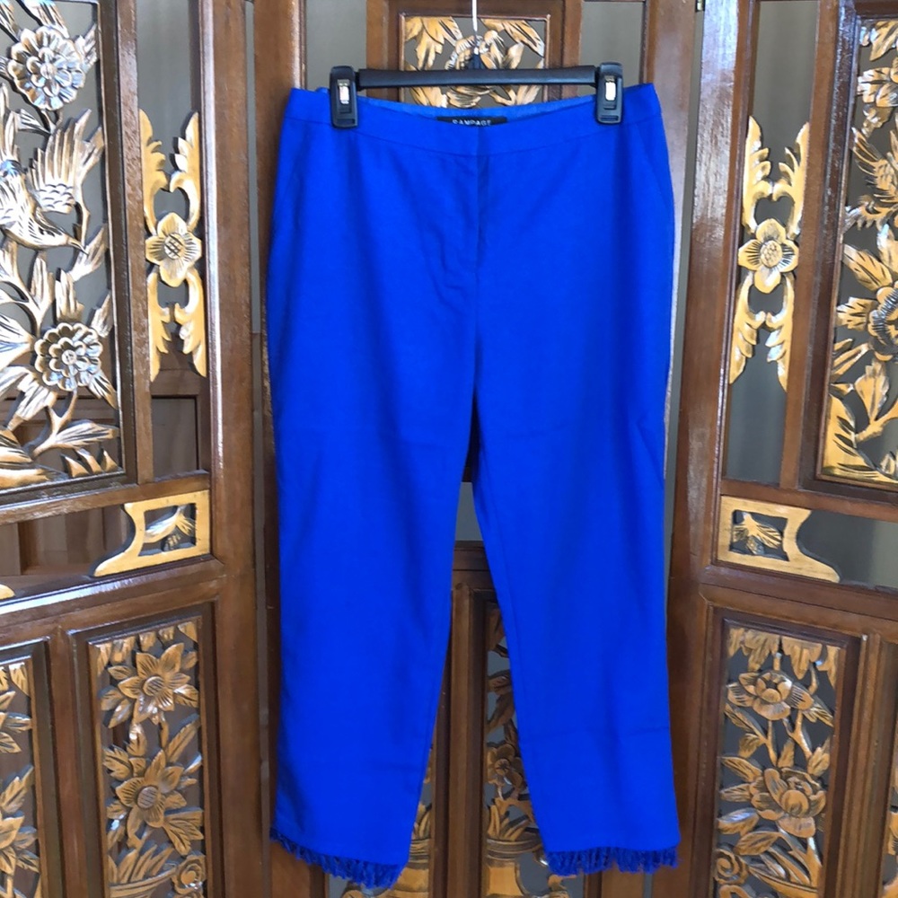 NWT Rampage Royal Blue Fringe Hem Pants Size L And Med Runs Small